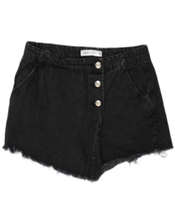 Zara Damen Jeansshorts UK 14 Large W30 Schwarze Baumwolle