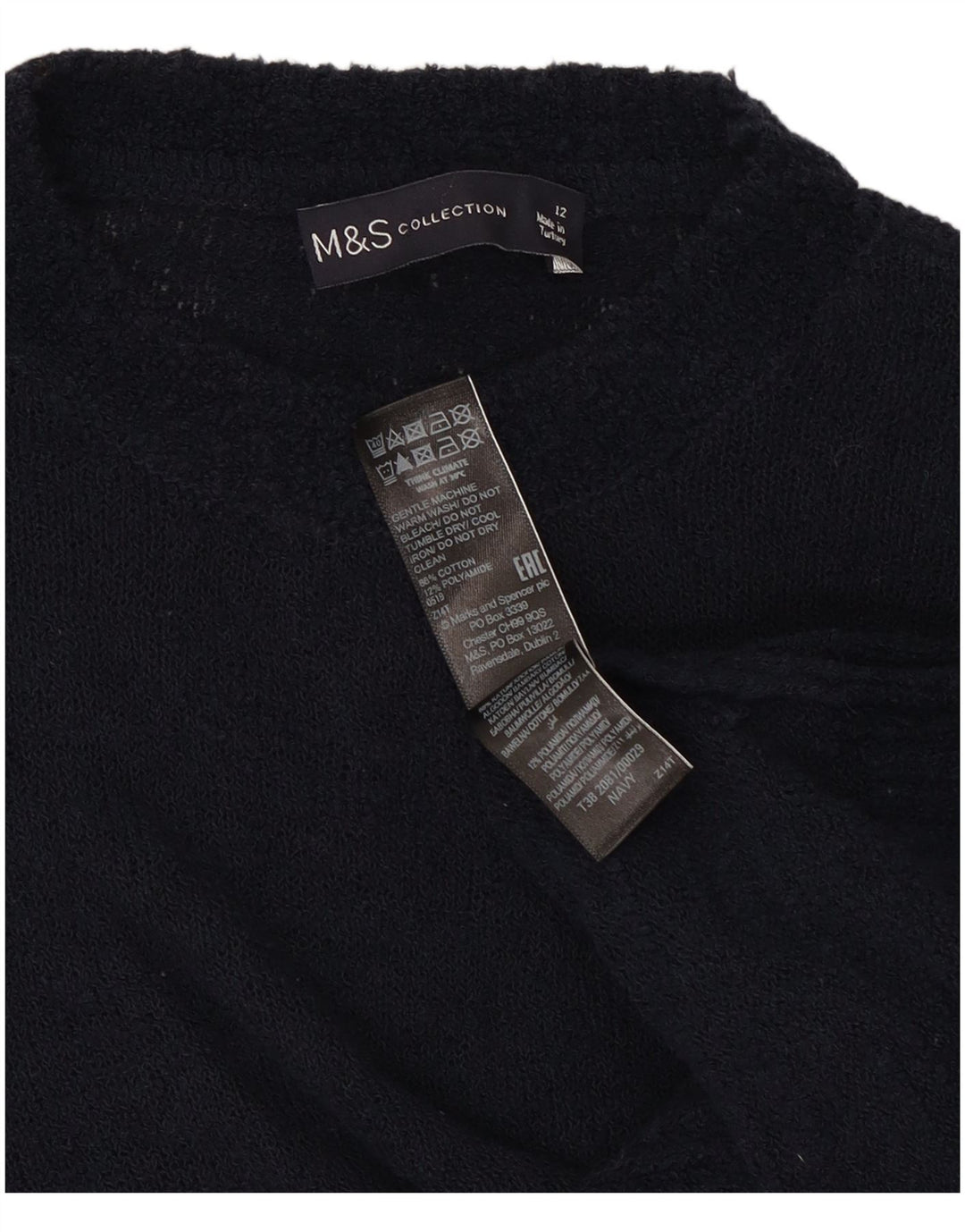Marks & Spencer Damen-Pullover mit Rundhalsausschnitt, Gr. 12, mittleres Marineblau