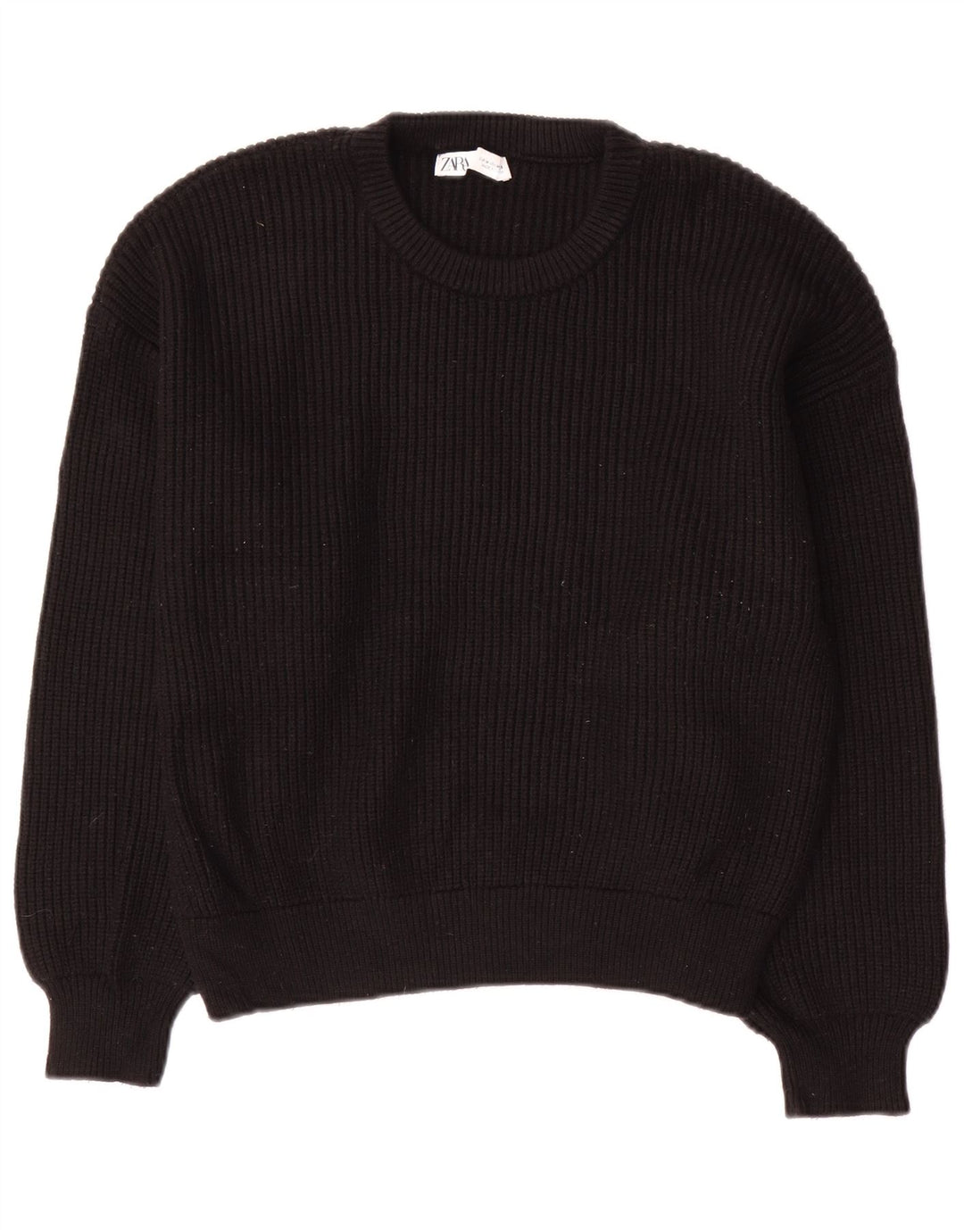 Zara Damen-Pullover mit Rundhalsausschnitt, Gr. 14, mittlere schwarze Viskose