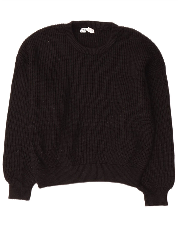Zara Damen-Pullover mit Rundhalsausschnitt, Gr. 14, mittlere schwarze Viskose