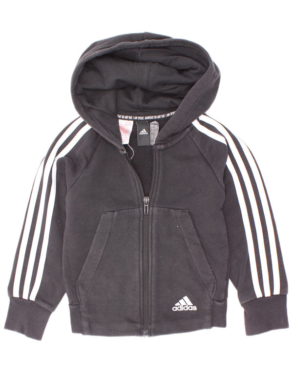 Adidas Jungen Kapuzenpullover mit Reißverschluss, 5–6 Jahre, schwarze Baumwolle