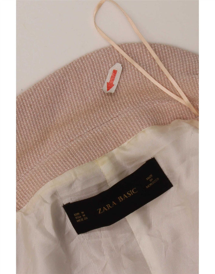 Offene Blazerjacke mit 3/4-Ärmeln von Zara für Damen, UK 14, mittelrosa Viskose