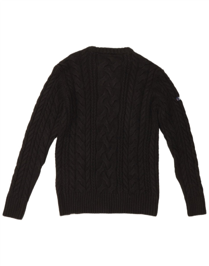 Superdry Herren-Pullover mit Rundhalsausschnitt, groß, aus schwarzem Acryl