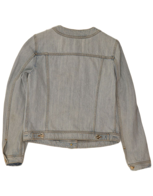 Blugirl Blumarine Damen Crop Denim Jacke IT 46 Large Blue Floral Cotton