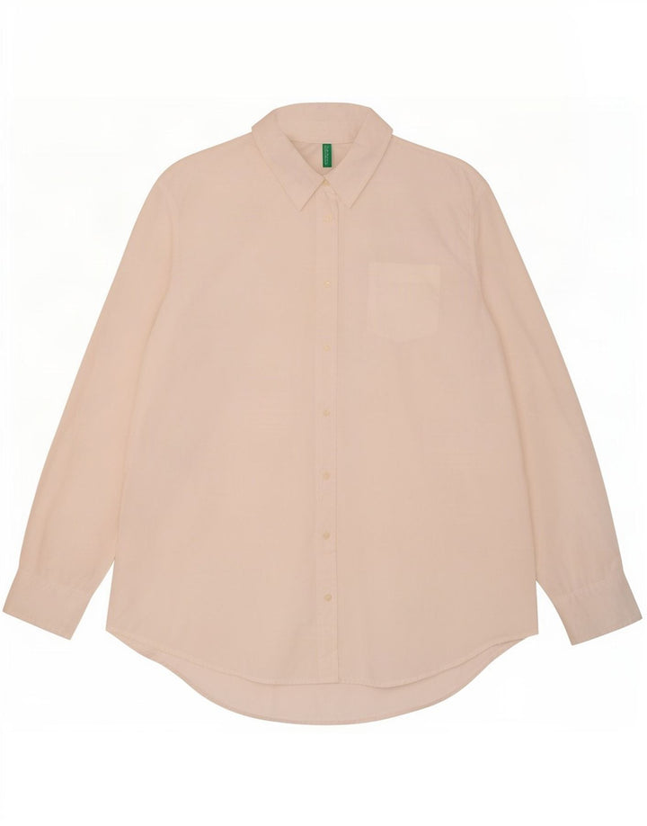 Benetton Damen Overshirt-Hemd UK 14 Mittelweiße Baumwolle
