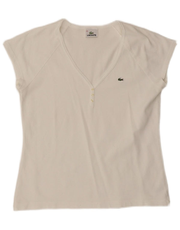 Lacoste Damen T-Shirt Top Größe 44 Große weiße Baumwolle