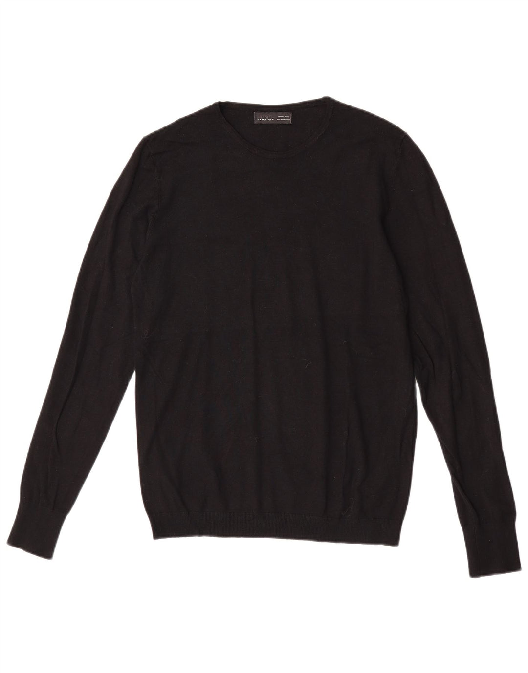 Zara Herren-Pullover mit Rundhalsausschnitt, Größe L, Schwarz