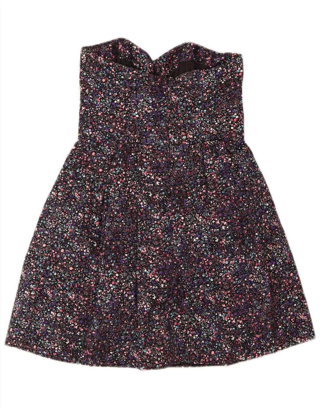 MONSOON Womens Strapless Dress UK 8 Small  Black Spotted Cotton