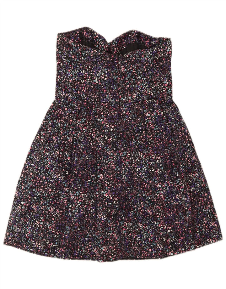 MONSOON Womens Strapless Dress UK 8 Small  Black Spotted Cotton