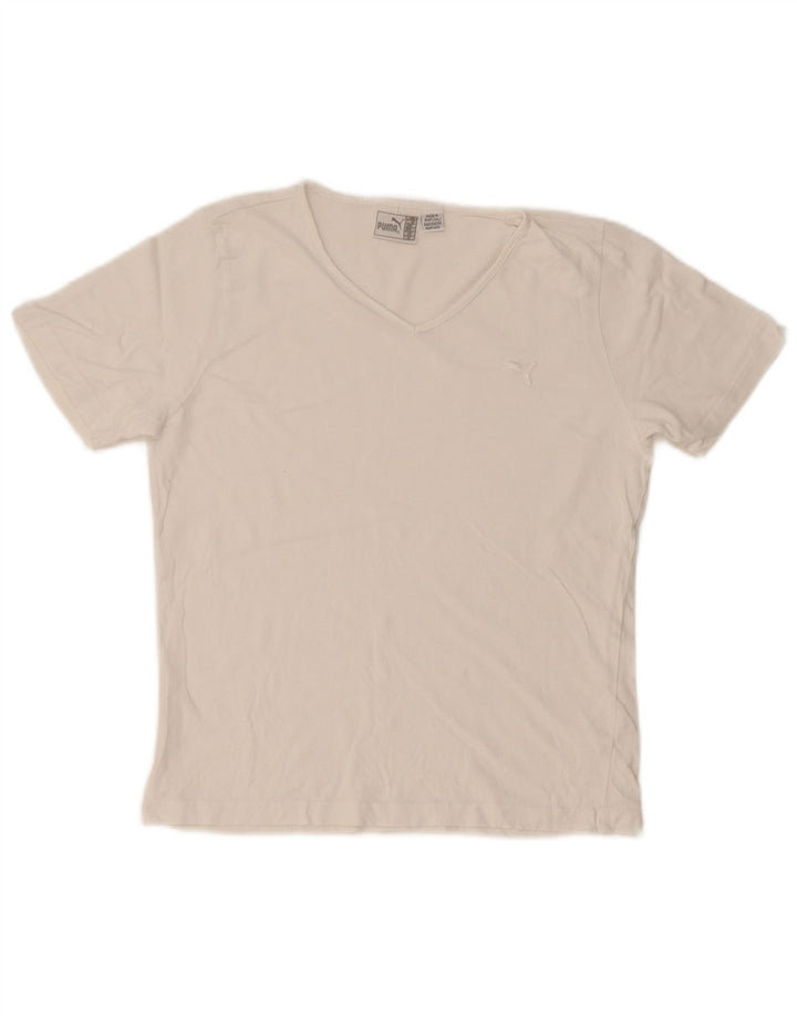 Puma Damen T-Shirt Top UK 14 Mittelweiße Baumwolle