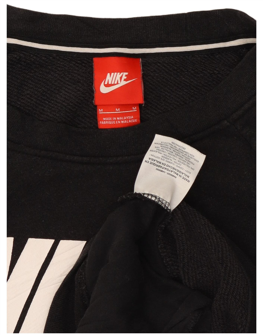 Nike Damen Graphic Sweatshirt Pullover UK 14 Medium Schwarz