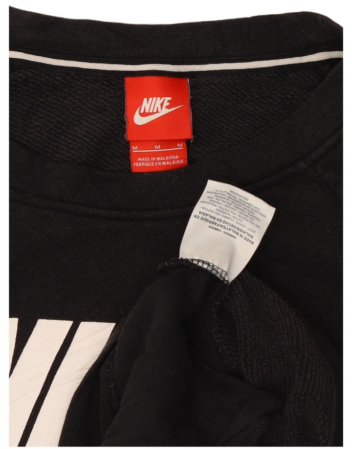 Nike Damen Graphic Sweatshirt Pullover UK 14 Medium Schwarz