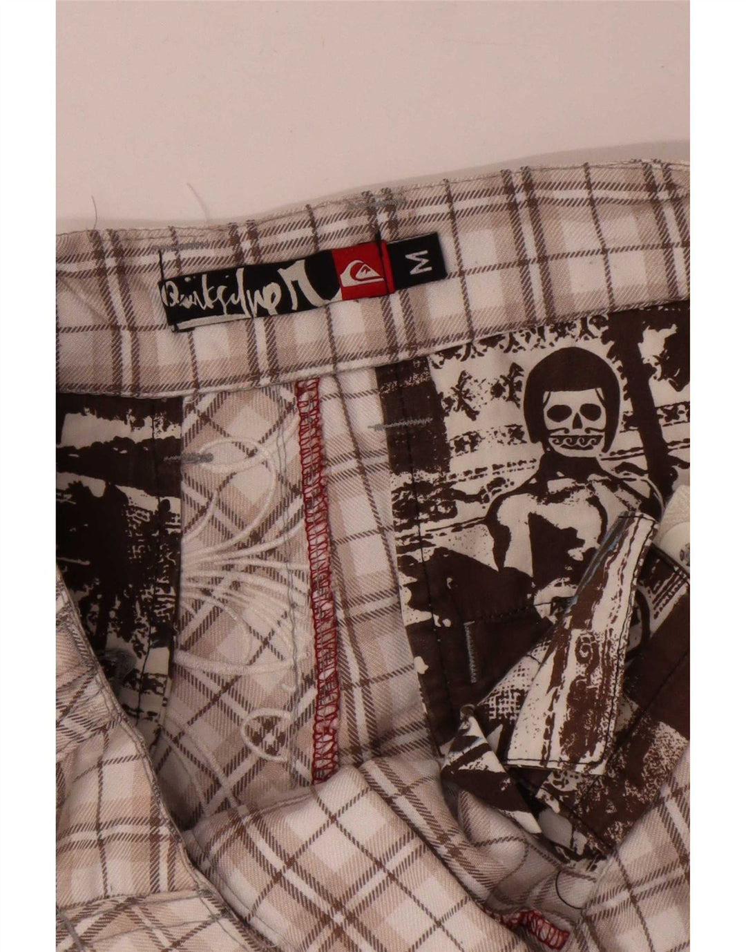 Quiksilver Herren-Chinoshorts mit Grafik, mittelgroß, W32, beige kariertes Polyester