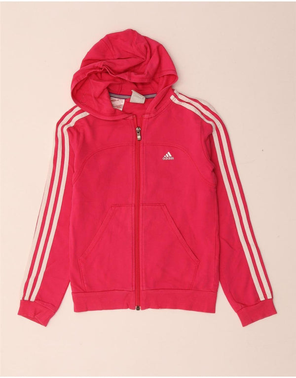 Adidas Mädchen-Kapuzenpullover mit Reißverschluss, 9–10 Jahre, rosa Baumwolle