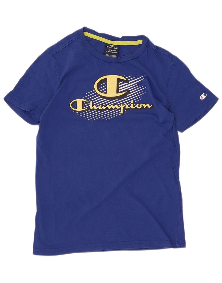 CHAMPION Boys Graphic T-Shirt Top 9-10 Years Medium Blue Cotton