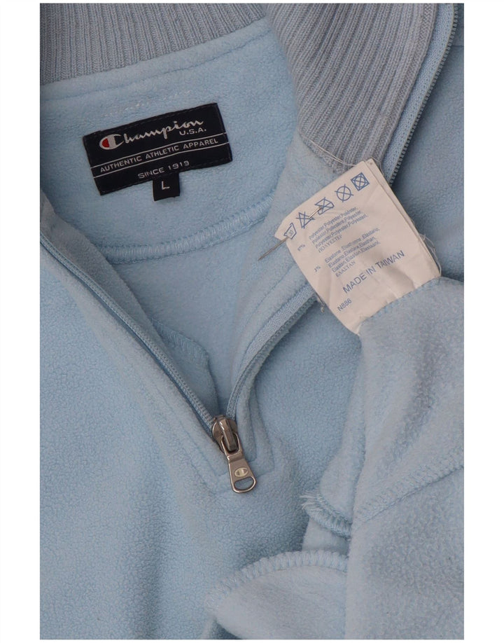Champion Damen-Fleecepullover mit Reißverschluss am Hals, UK 16, Größe L, Blau, Polyester