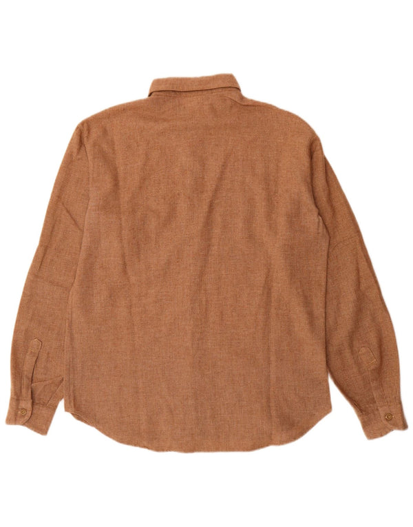 Vintage Herrenhemd Größe 39 Mittelbraunes Polyester