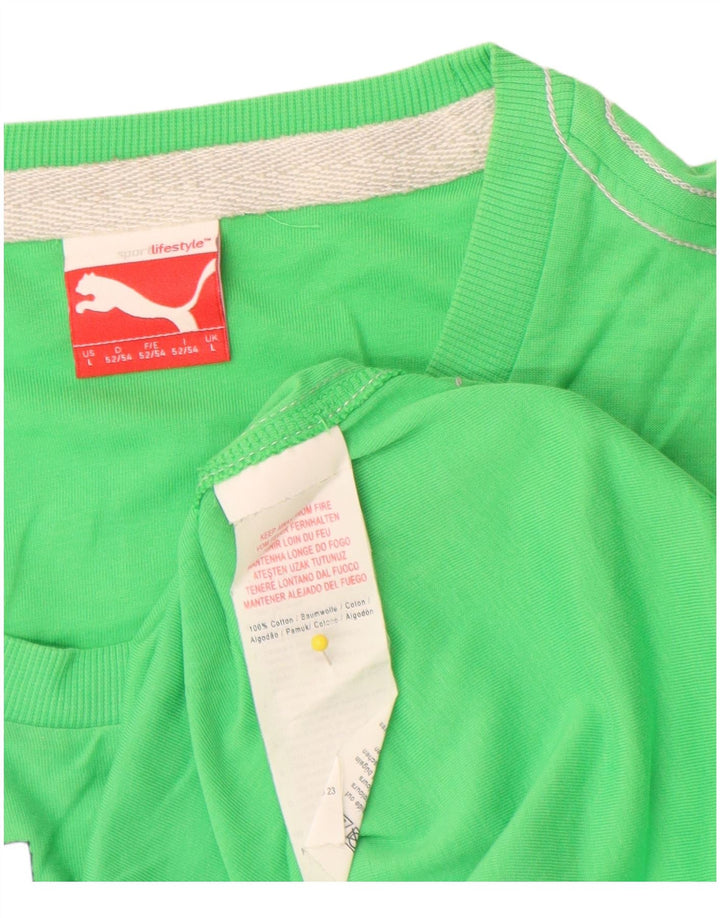 Puma Herren Grafik-T-Shirt-Oberteil, groß, grüne Baumwolle