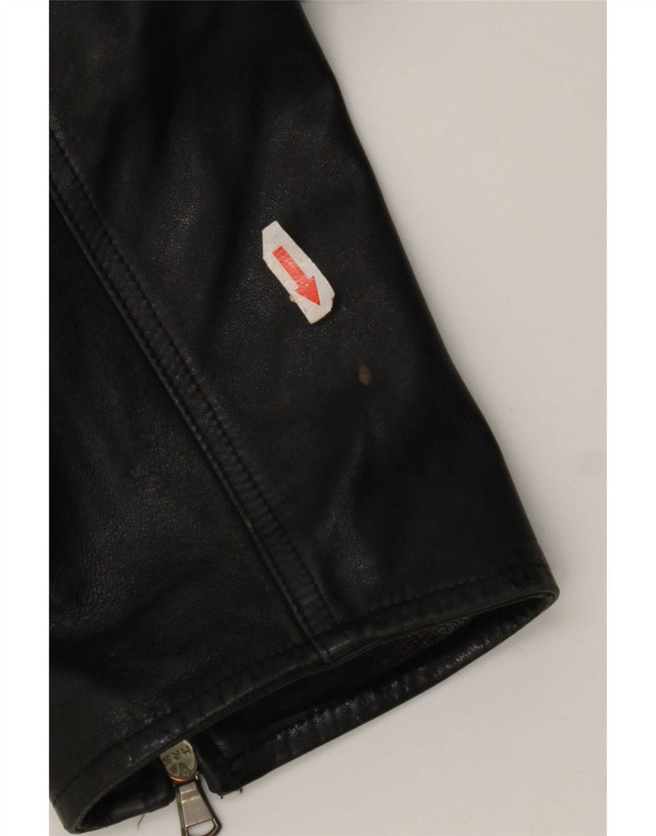 Vintage Damen Lederjacke UK 14 Mittelschwarzes Leder