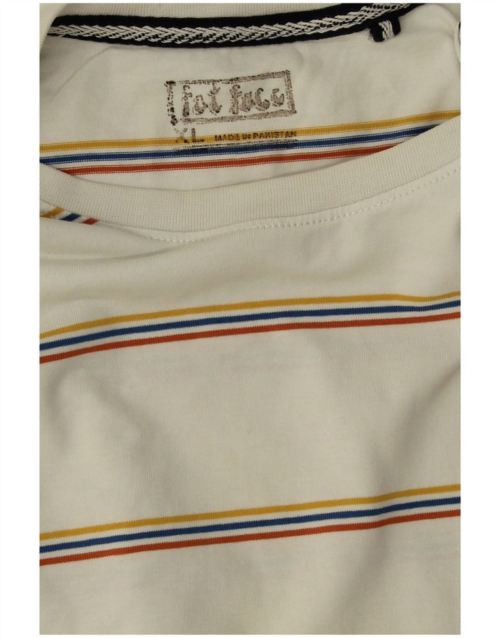 Fat Face Herren T-Shirt Top XL weiß gestreift aus Baumwolle