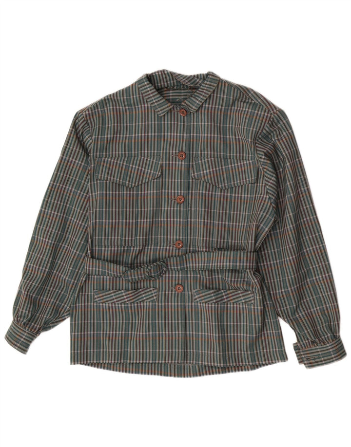 Michael Jacobs Womens Overshirt Shirt UK 10 Small Green Plaid Polyester