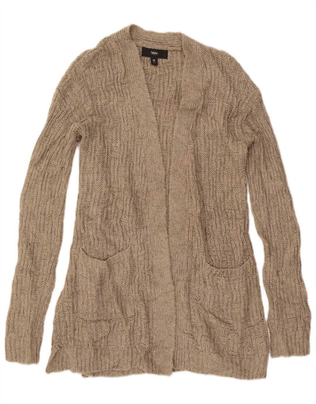 MOSSIMO Damen Longline Open Cardigan Pullover UK 14 Medium Beige Acryl