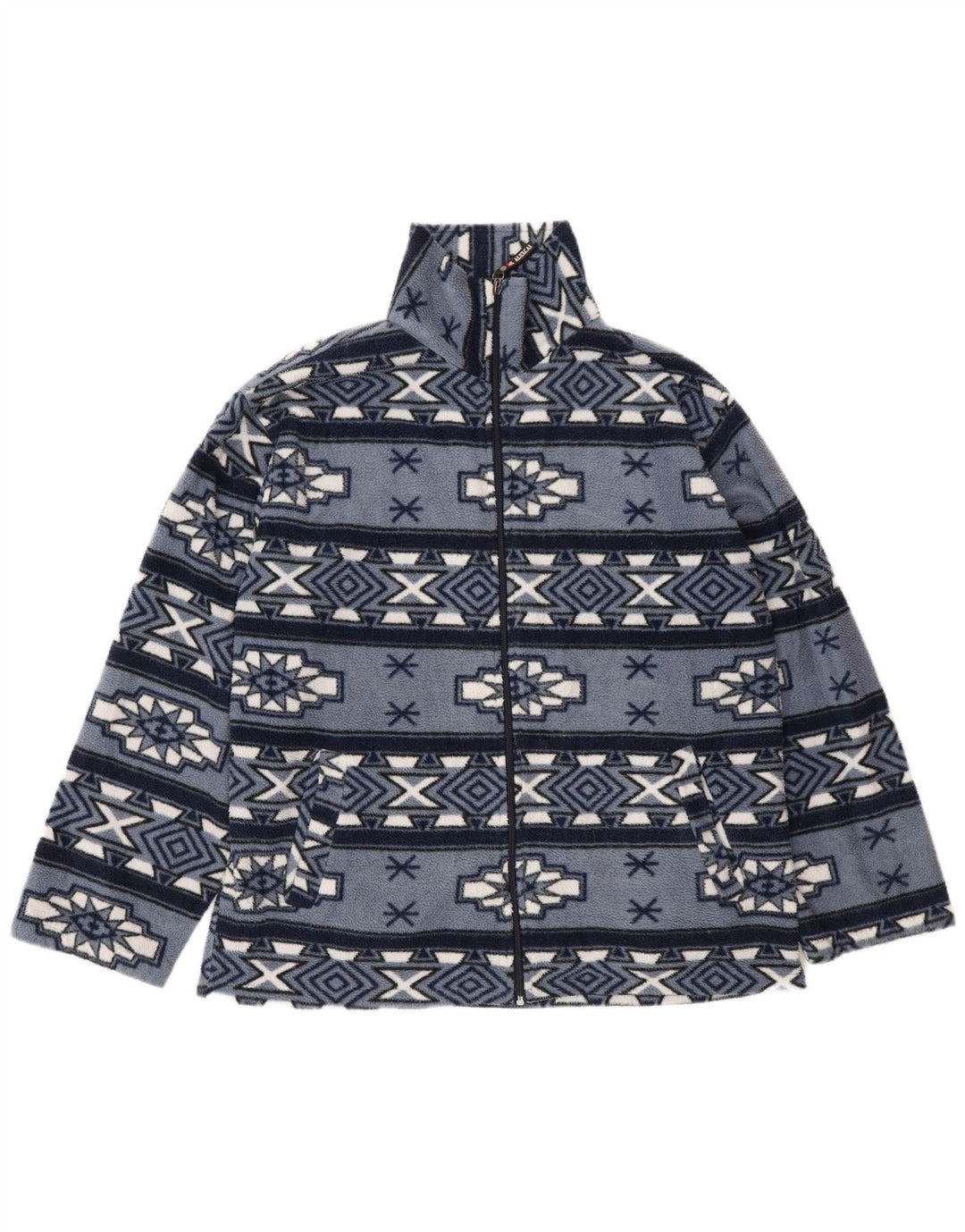 Vintage Herren Fleecejacke UK 38 Mittelblau Fair Isle