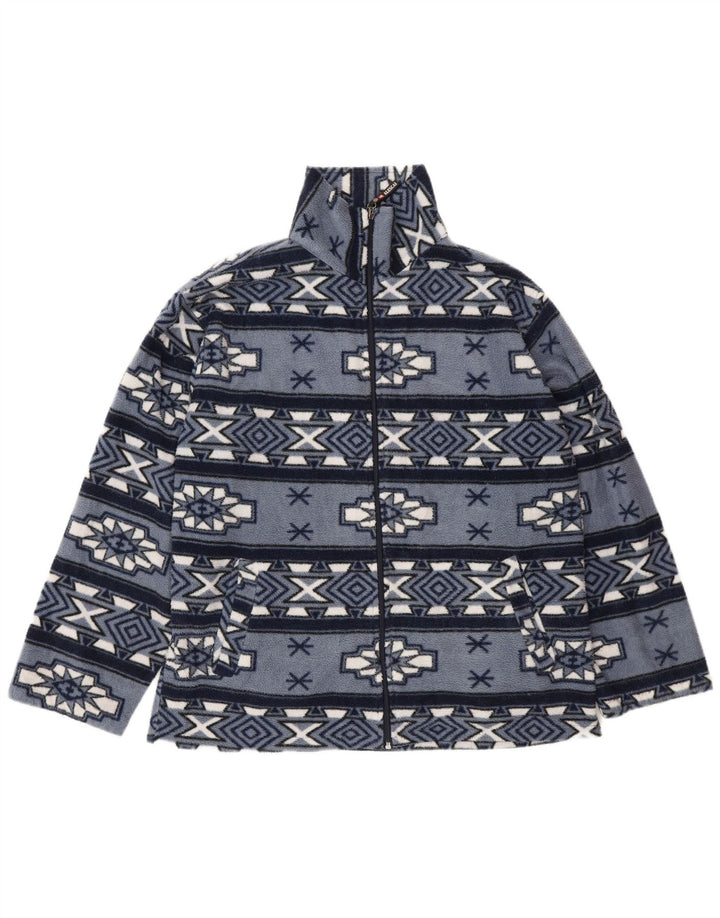 Vintage Herren Fleecejacke UK 38 Mittelblau Fair Isle