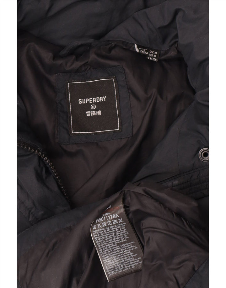 Superdry Damen Wattierte Jacke UK 8 Small Schwarz Nylon