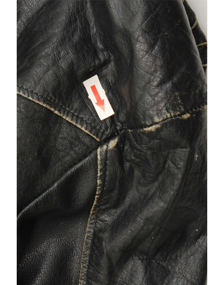 Vintage Herren Leder Bikerjacke UK 36 Kleines schwarzes Leder