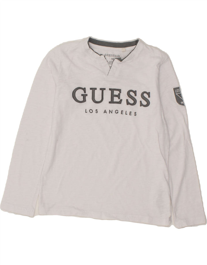 GUESS Boys Graphic Top Long Sleeve 9-10 Years White Cotton Vintage Guess and Second-Hand Guess from Messina Hembry 