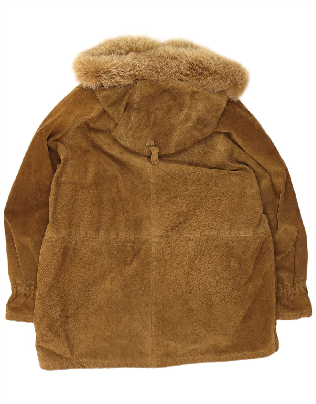 Vintage Damen Übergroßer Kapuzen-Wildledermantel EU 44 XL Beige