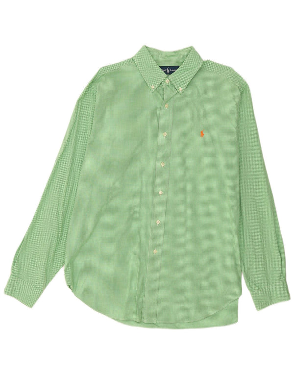 Ralph Lauren Herren-Hemd mit klassischer Passform, XL, grün, Gingham-Baumwolle