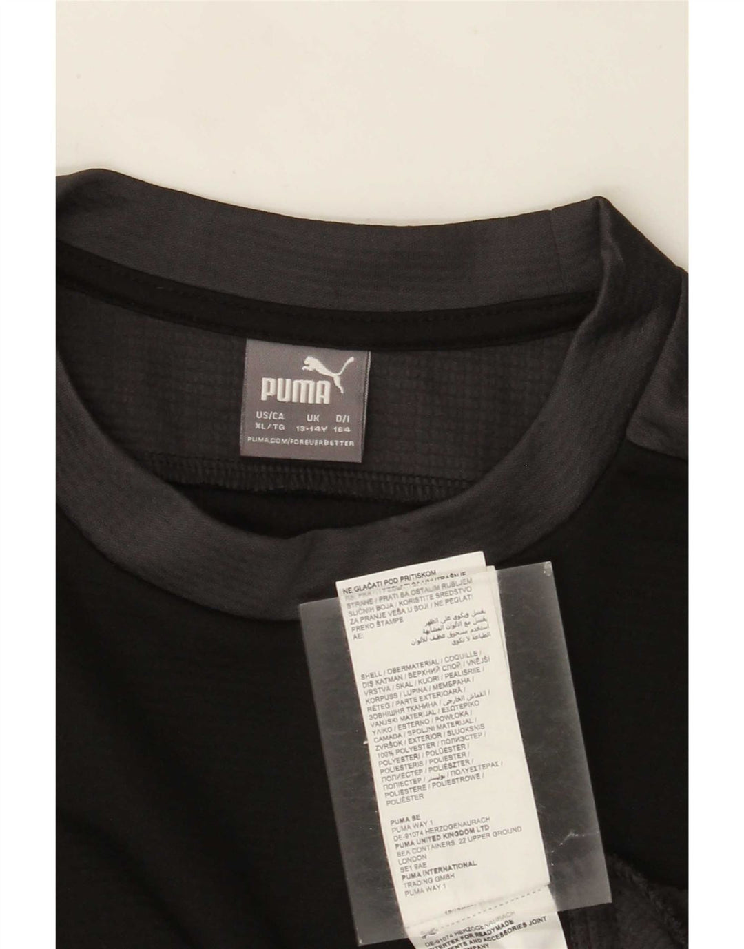 Puma Langarmshirt für Jungen, 13–14 Jahre, schwarzes Colourblock-Polyester