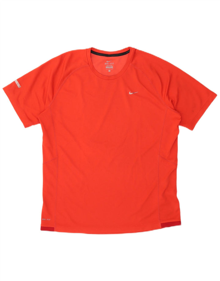 NIKE Herren Dri Fit T-Shirt Top Large Rot Polyester