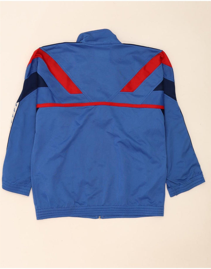 Vintage Herren-Trainingsanzug mit grafischem Oberteil, Mittelblaues Farbblock-Polyester