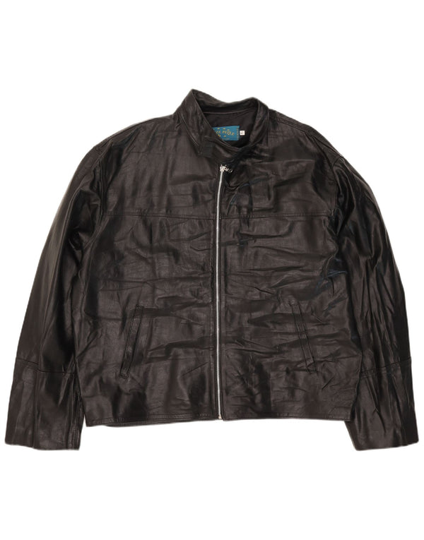 VINTAGE Herren Lederjacke UK 42 XL Schwarzes Leder