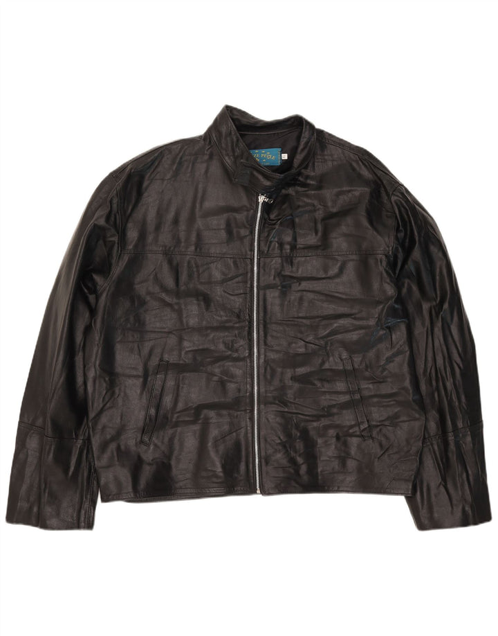 VINTAGE Herren Lederjacke UK 42 XL Schwarzes Leder