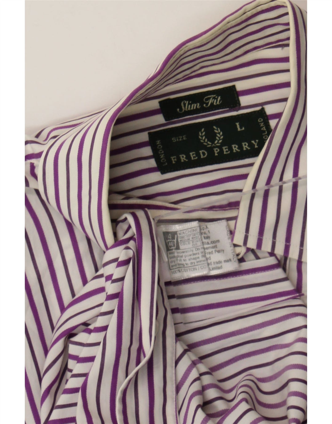 Fred Perry Herren-Slim-Fit-Hemd, große graue Nadelstreifen-Baumwolle