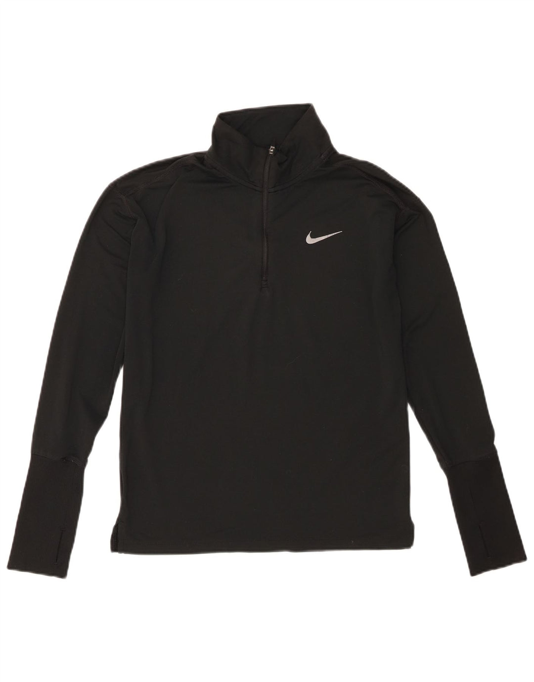 Nike Womens Dri Fit Zip Neck Pullover Trainingsanzug Top UK 6 XS Schwarz Polyester