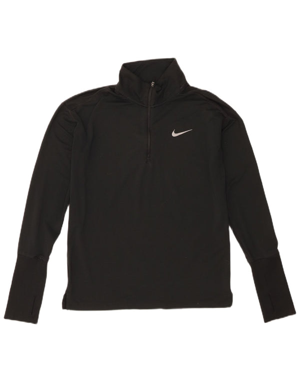Nike Womens Dri Fit Zip Neck Pullover Trainingsanzug Top UK 6 XS Schwarz Polyester