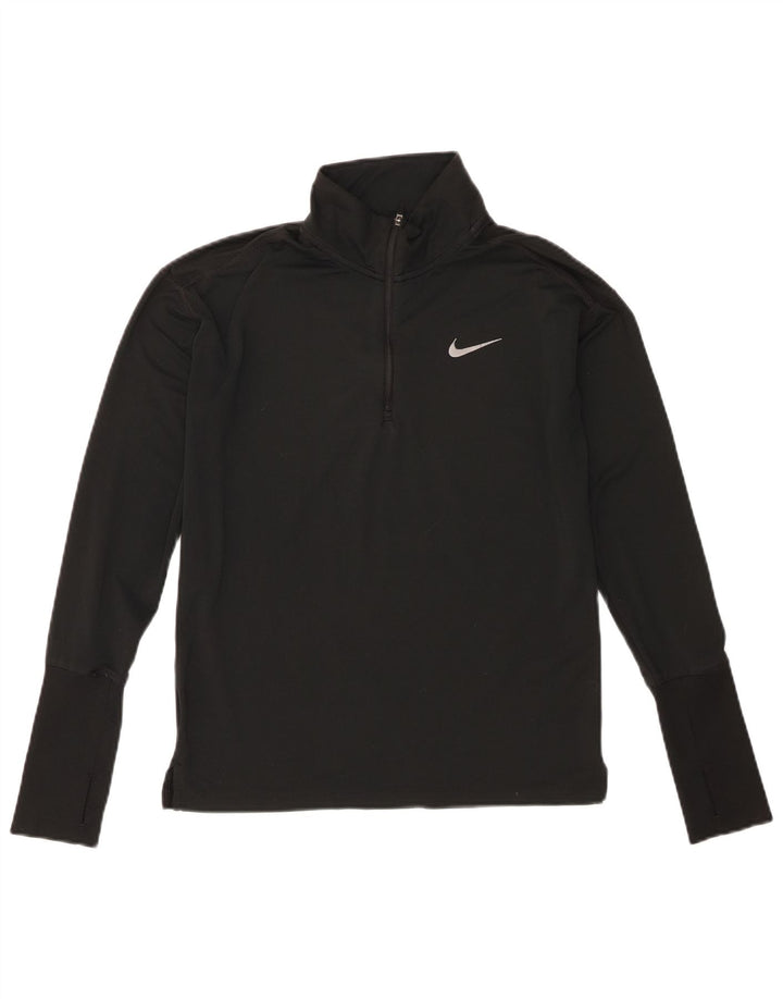 Nike Womens Dri Fit Zip Neck Pullover Trainingsanzug Top UK 6 XS Schwarz Polyester