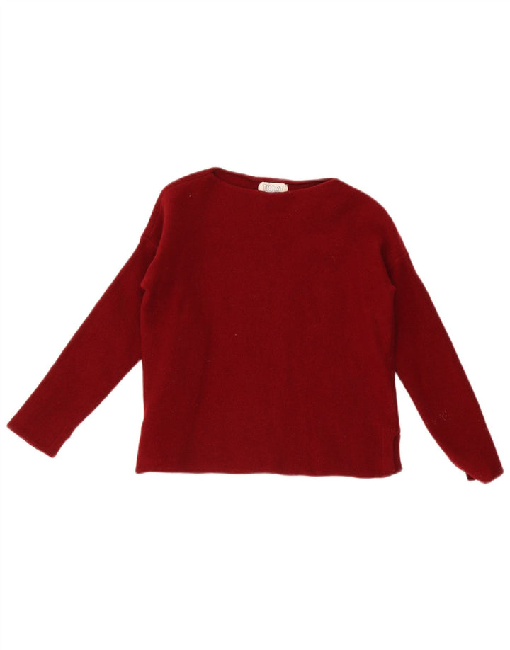 Toast Damen-Pullover mit U-Boot-Ausschnitt, Größe S/M, rote Wolle