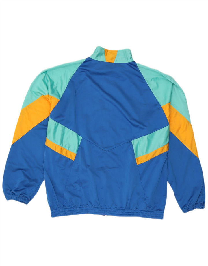 Vintage Herren-Trainingsanzug mit grafischem Oberteil, XL, blaues Farbblock-Polyester