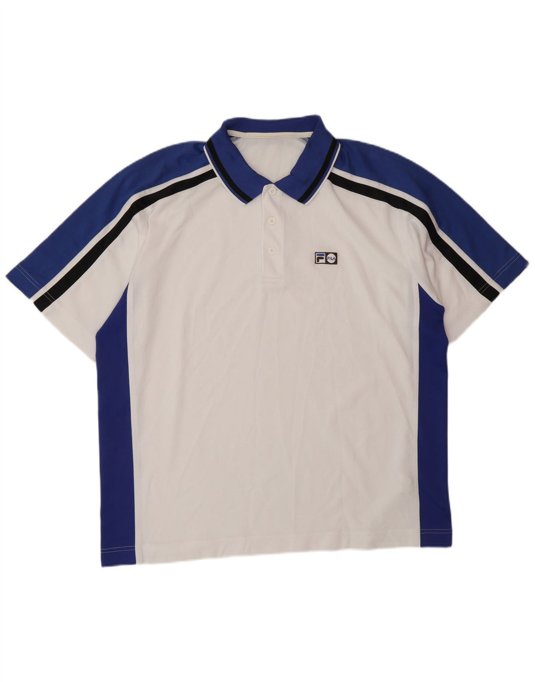 FILA Herren-Poloshirt XL, weißes Colourblock-Polyester