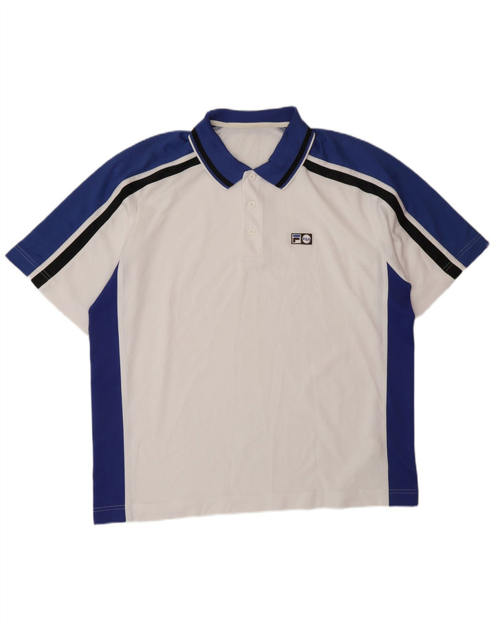 FILA Herren-Poloshirt XL, weißes Colourblock-Polyester