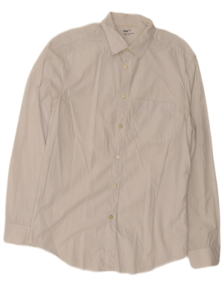 Gap Herren-Hemd mit klassischer Passform, klein, weiß gestreift, aus Baumwolle