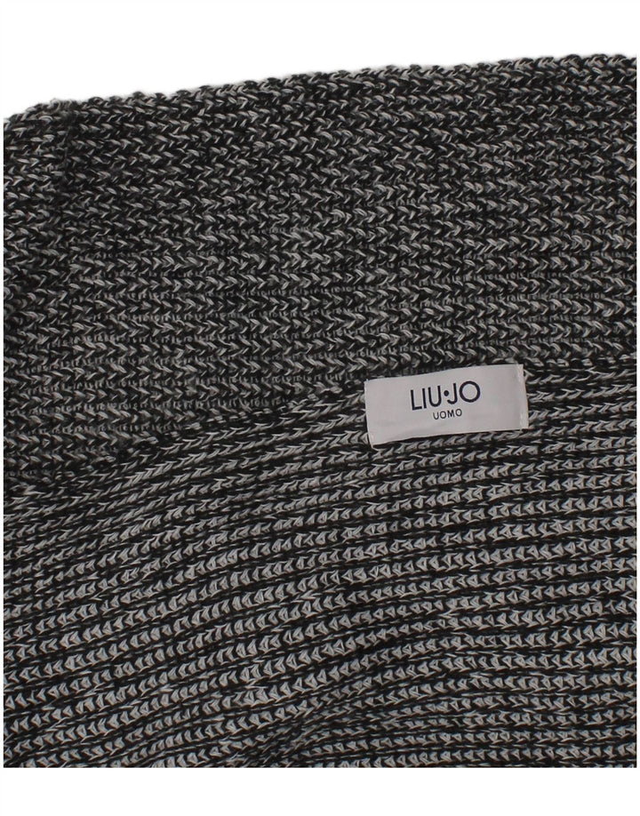 Liu Jo Herren-Strick-Rechteckschal, Einheitsgröße, grau meliert, klassisch