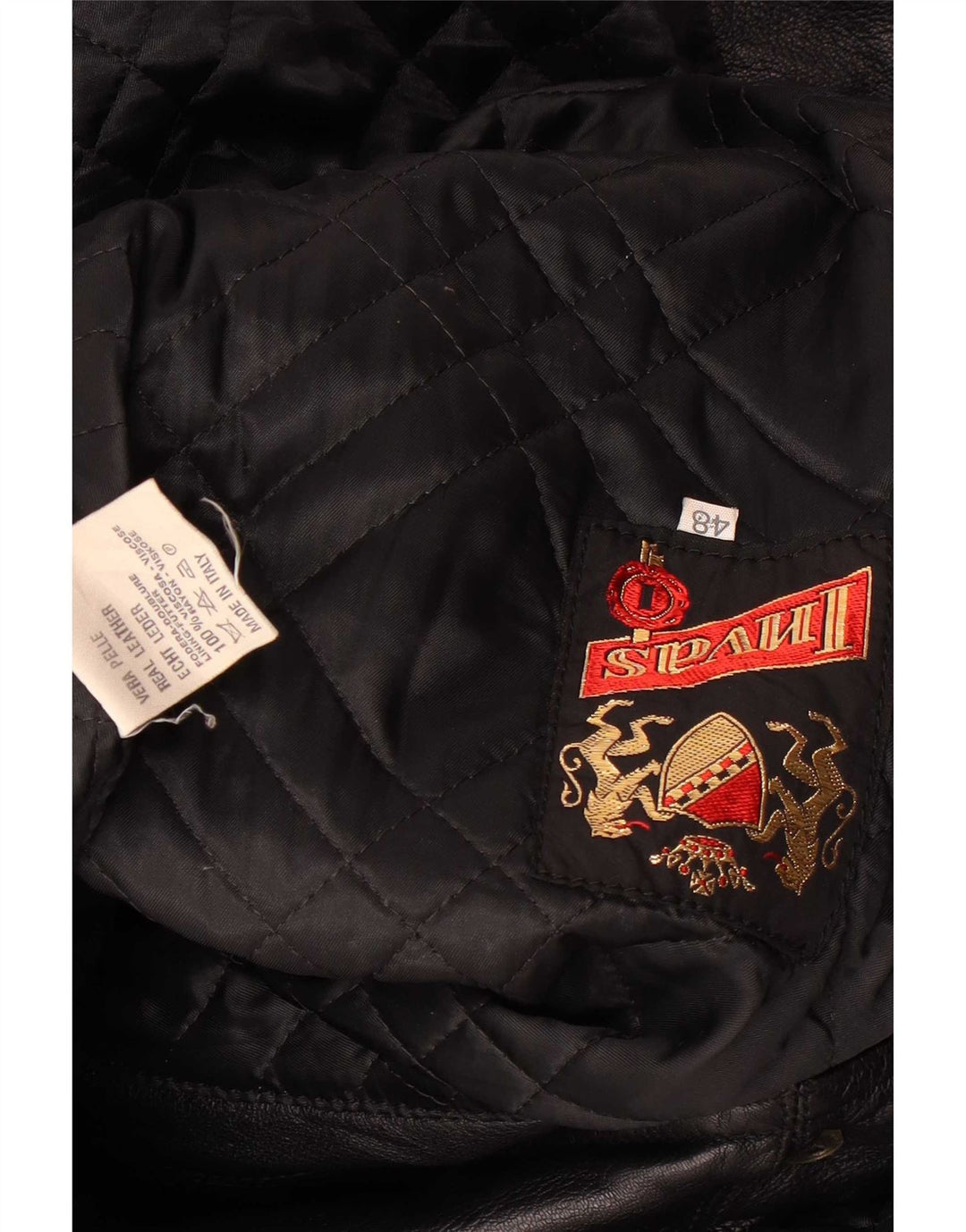 Vintage Damen Ledermantel IT 48 XL Schwarzes Leder