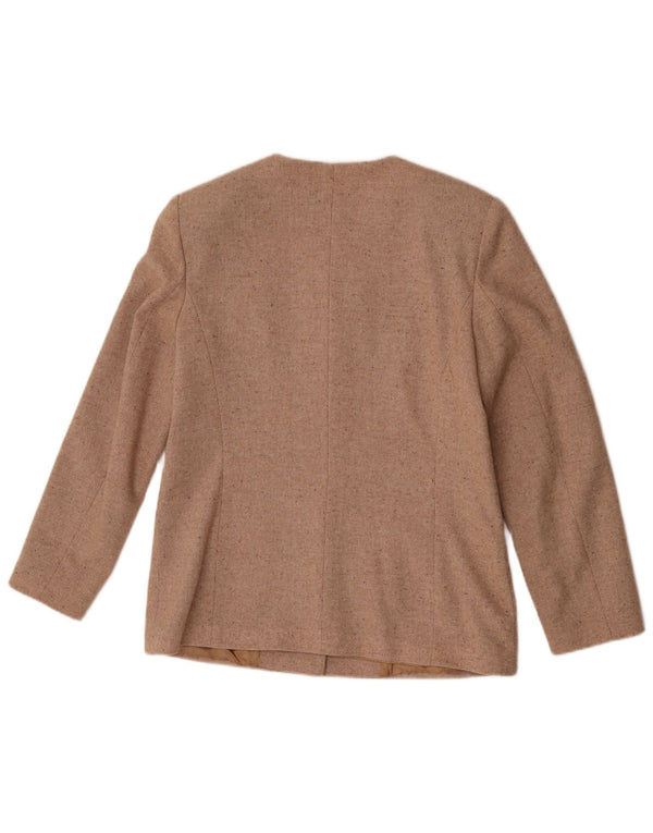Vintage Damen 4-Knopf-Blazerjacke IT 46 Groß Beige meliert